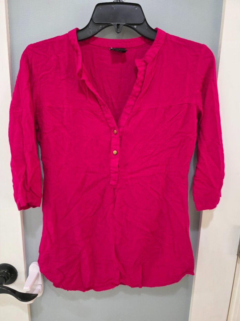 Soch Hot Pink Blouse – Women’s Small 3/4 Sleeve‎ Popover Top